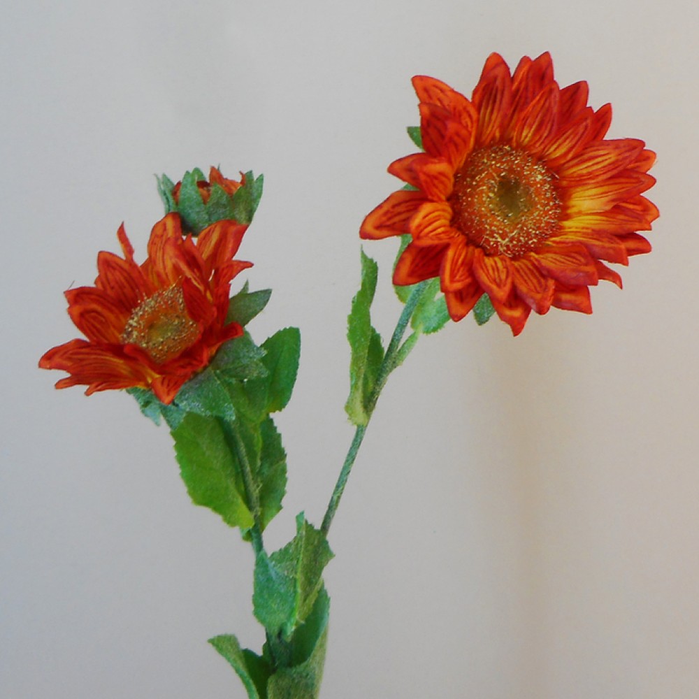 Artificial Sunflowers Spray Orange (2+1) 65cm Artificial Flowers